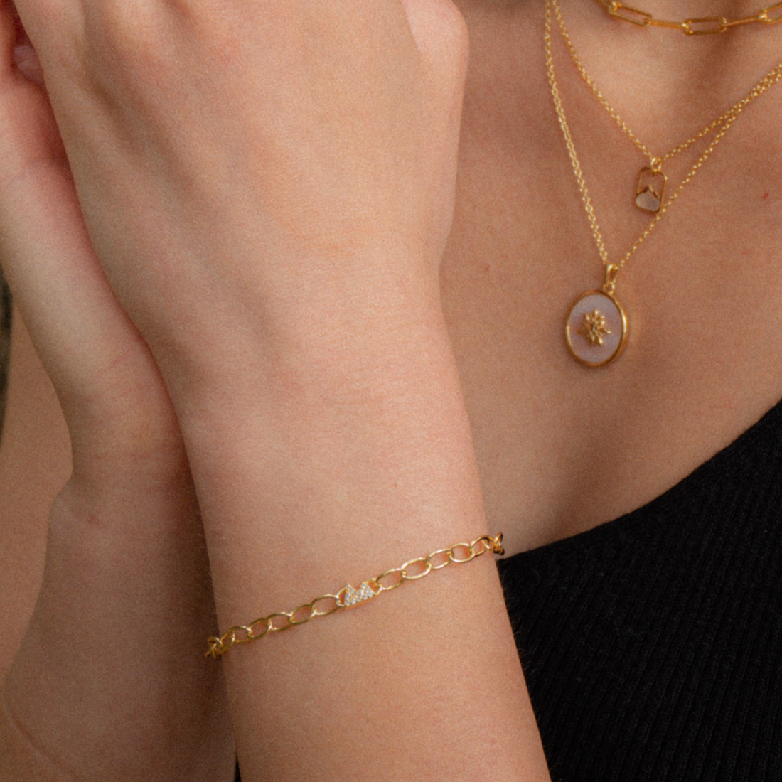 "Mountain Glam" Gliederarmband, 18k Gold Vermeil